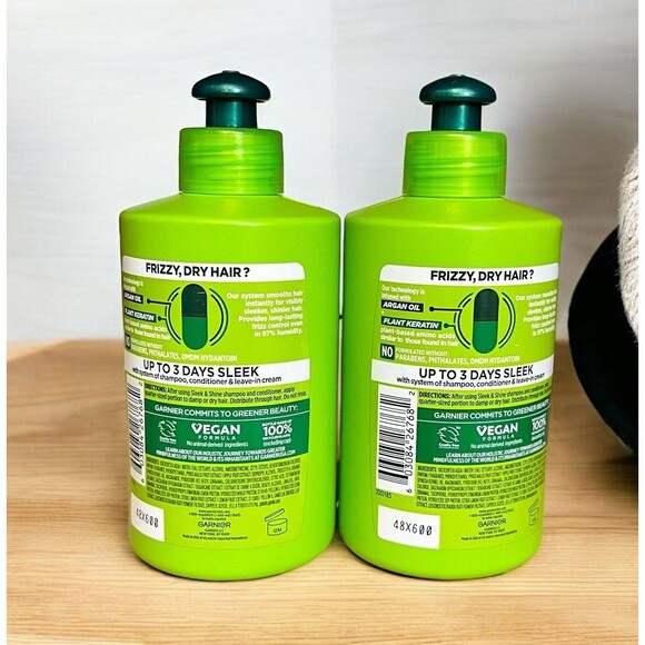 2 Pk Garnier Fructis Sleek & Shine Intensely Smooth Leave-In Conditioning Cream - Picture 2 of 2